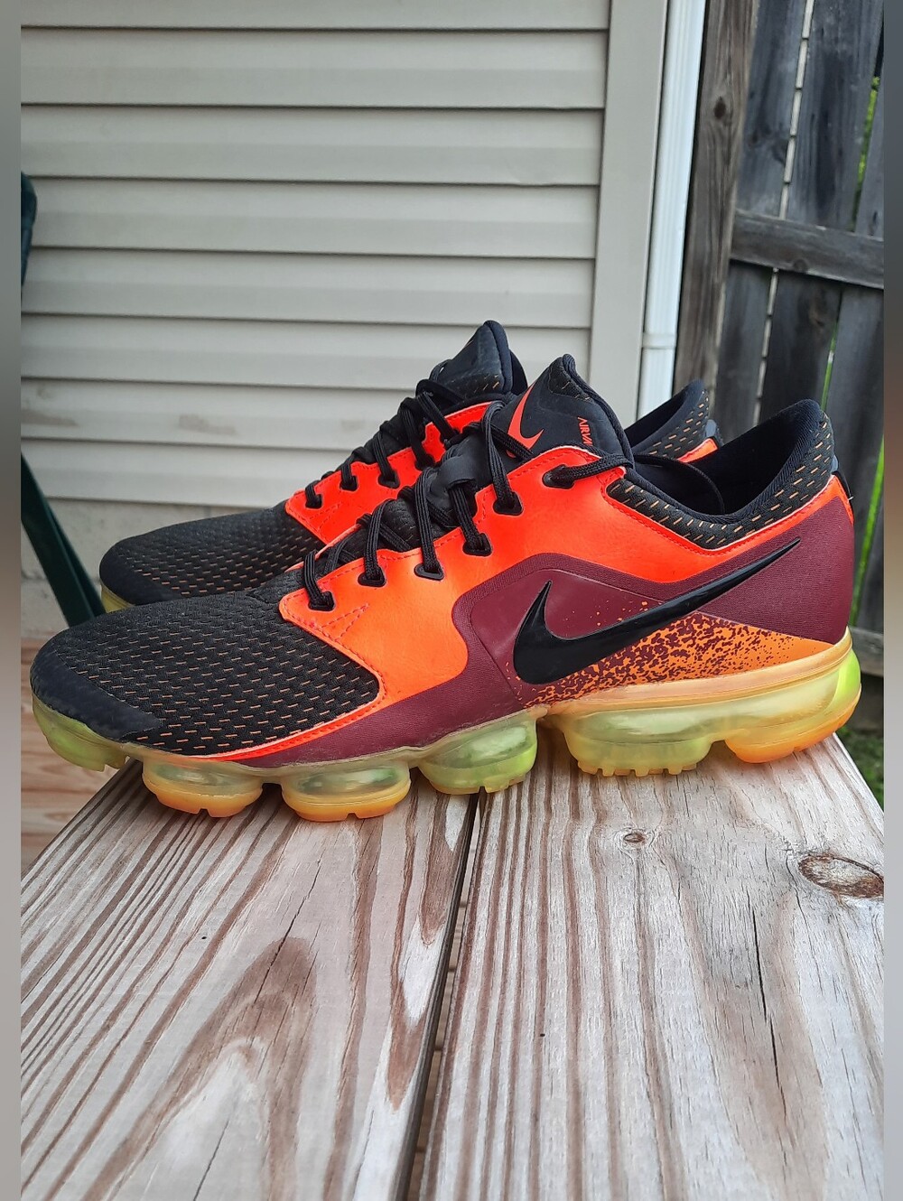 Nike Air Vapormax Mens Orange and Black Running Shoes Size 13
